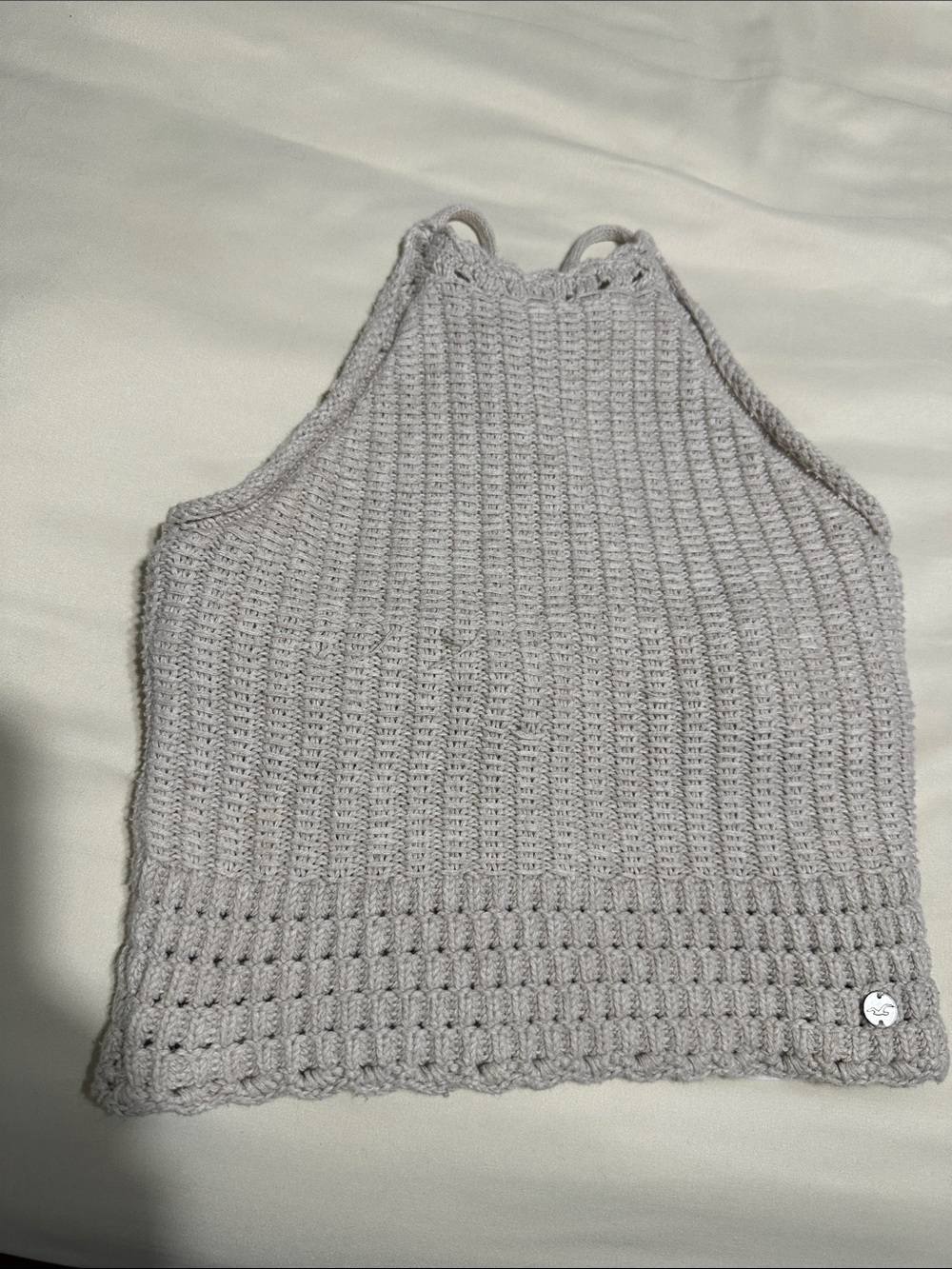 Hollister Crochet Knit Halter Tank Top in Cream